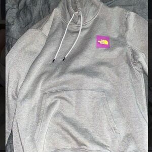 The North Face Gray Hoodie with Black Logo Tag
